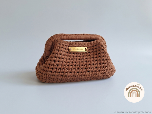 Woven Clutch Bag Crochet Pattern, Easy Top Handle Evening Purse Tutorial (PDF Download)