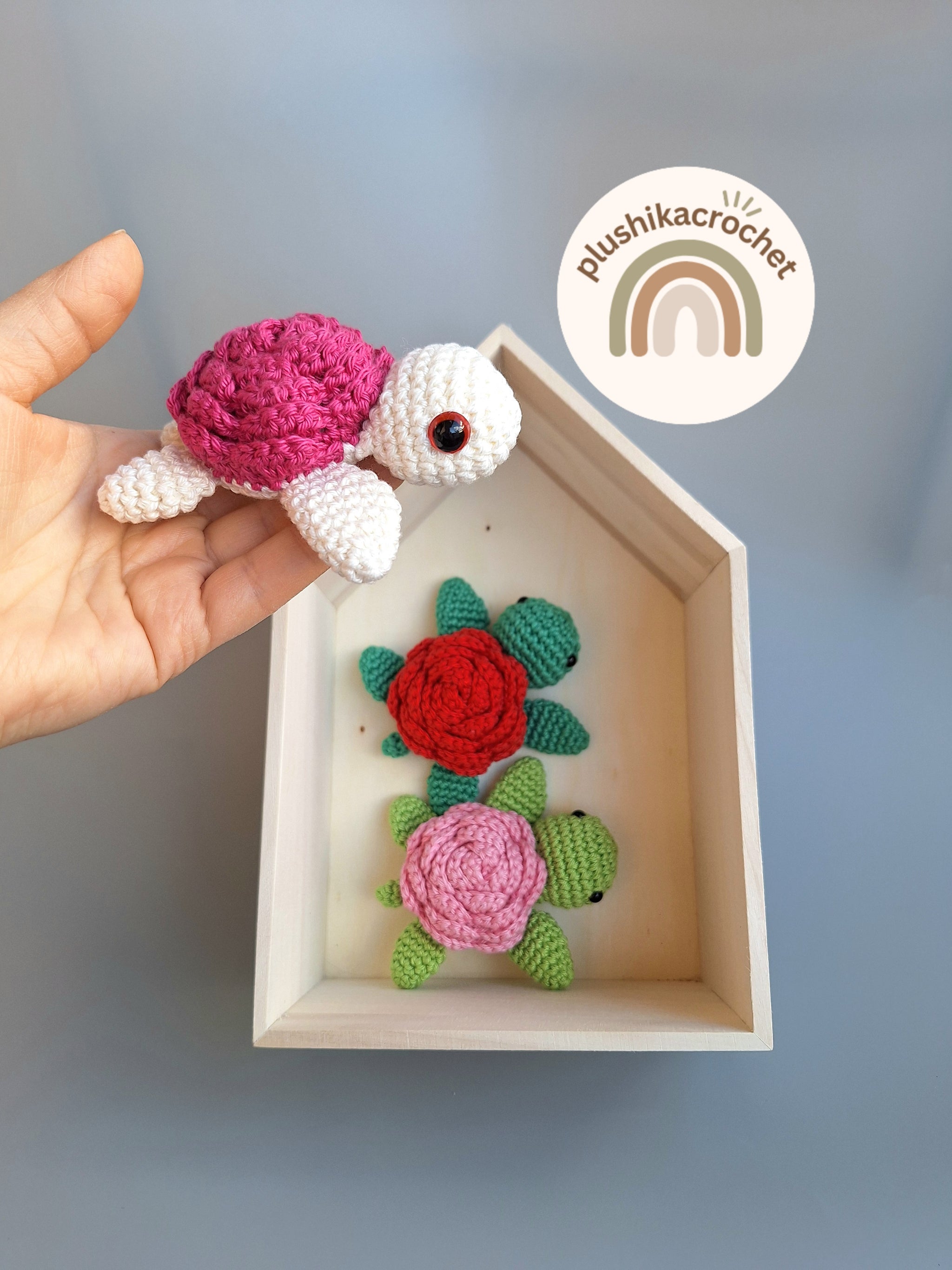 Crochet rose turtle Pattern, no sew rose turtle pattern, flower