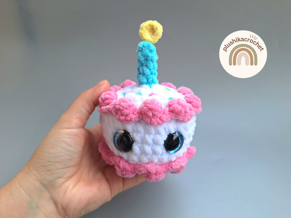 No-Sew Birthday Cake Crochet Pattern, Amigurumi Play Food PDF