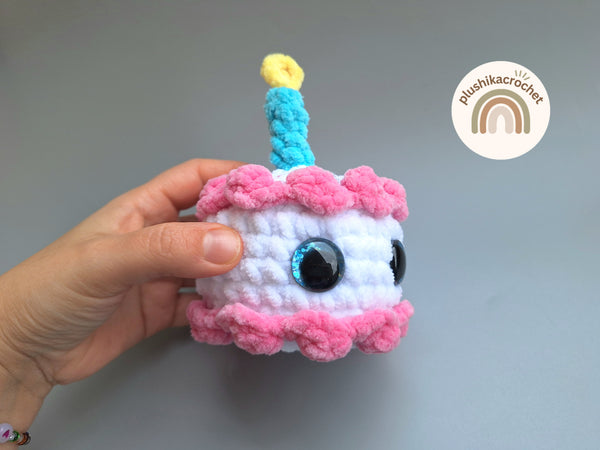No-Sew Birthday Cake Crochet Pattern, Amigurumi Play Food PDF