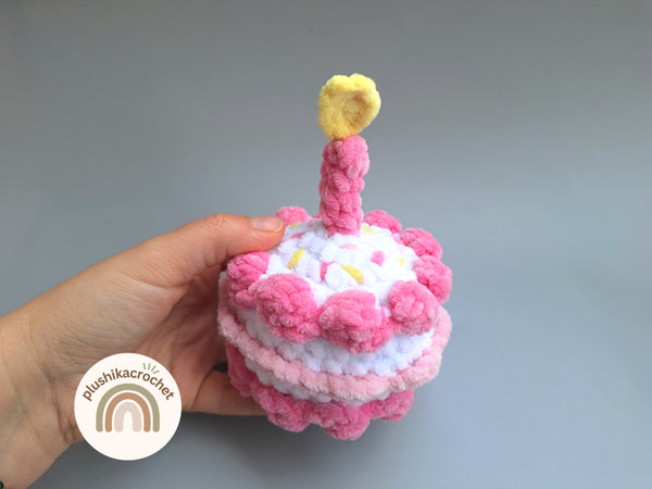 No-Sew Birthday Cake Crochet Pattern, Amigurumi Play Food PDF