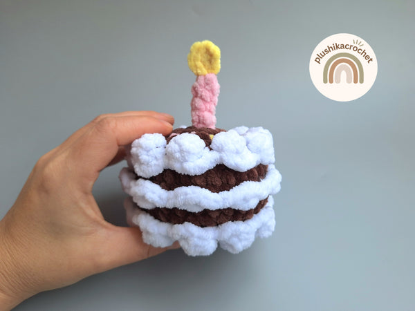 No-Sew Birthday Cake Crochet Pattern, Amigurumi Play Food PDF