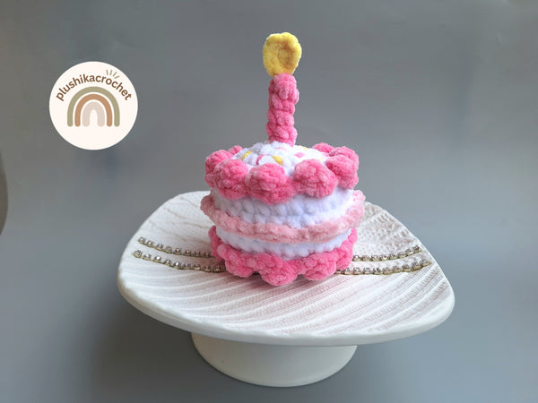 No-Sew Birthday Cake Crochet Pattern, Amigurumi Play Food PDF