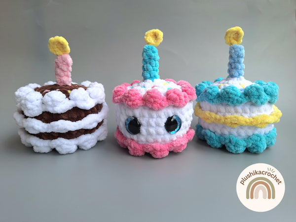 No-Sew Birthday Cake Crochet Pattern, Amigurumi Play Food PDF