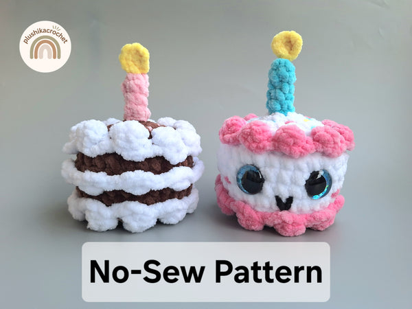 No-Sew Birthday Cake Crochet Pattern, Amigurumi Play Food PDF