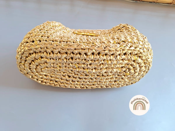 Crochet Metal Clutch Bag Pattern, Top Handle Purse Tutorial, Woven Handbag Instructions PDF Pattern