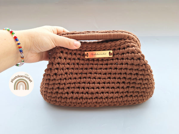 Woven Clutch Bag Crochet Pattern, Easy Top Handle Evening Purse Tutorial (PDF Download)