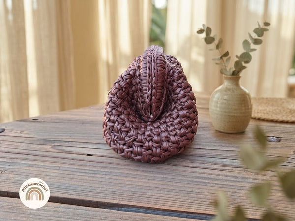 Crochet Clutch Pattern, Crochet Bag Pattern PDF, Leather Yarn Purse Pattern, Crochet Handbag Tutorial, Frame Handle Bag Pattern