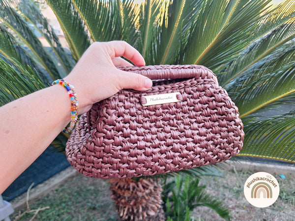 Crochet Clutch Pattern, Crochet Bag Pattern PDF, Leather Yarn Purse Pattern, Crochet Handbag Tutorial, Frame Handle Bag Pattern