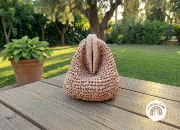 Crochet Raffia Clutch Bag Pattern PDF | Written Tutorial with Photos & Custom Sizing Formula | Modern Metal Frame Handbag