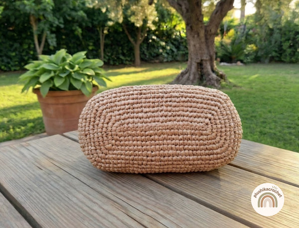 Crochet Raffia Clutch Bag Pattern PDF | Written Tutorial with Photos & Custom Sizing Formula | Modern Metal Frame Handbag