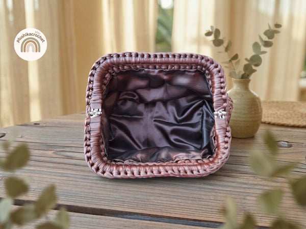 Crochet Clutch Pattern, Crochet Bag Pattern PDF, Leather Yarn Purse Pattern, Crochet Handbag Tutorial, Frame Handle Bag Pattern