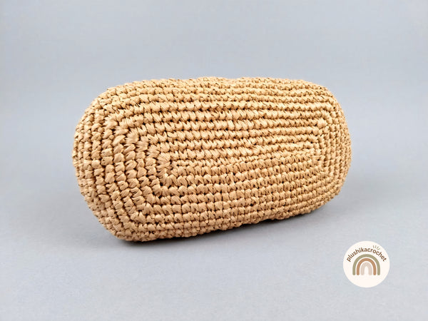 Crochet Raffia Clutch Bag and Strap Pattern PDF, Modern Metal Frame Handbag Tutorial with 3D Flower and Cord Handle Instructions