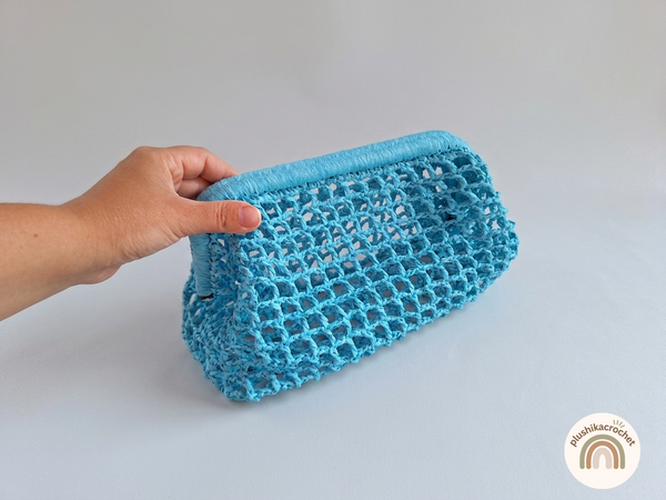 Crochet Mesh Raffia Bag Pattern, DIY Top Handle Frame Clutch, Summer Beach Purse Tutorial