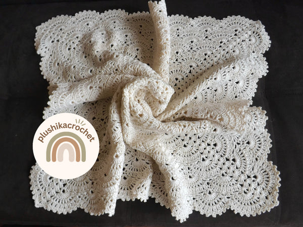 Crochet Christening Blanket Pattern: Lace Baby Blanket, Baptisms Shawl Pattern (PDF pattern)